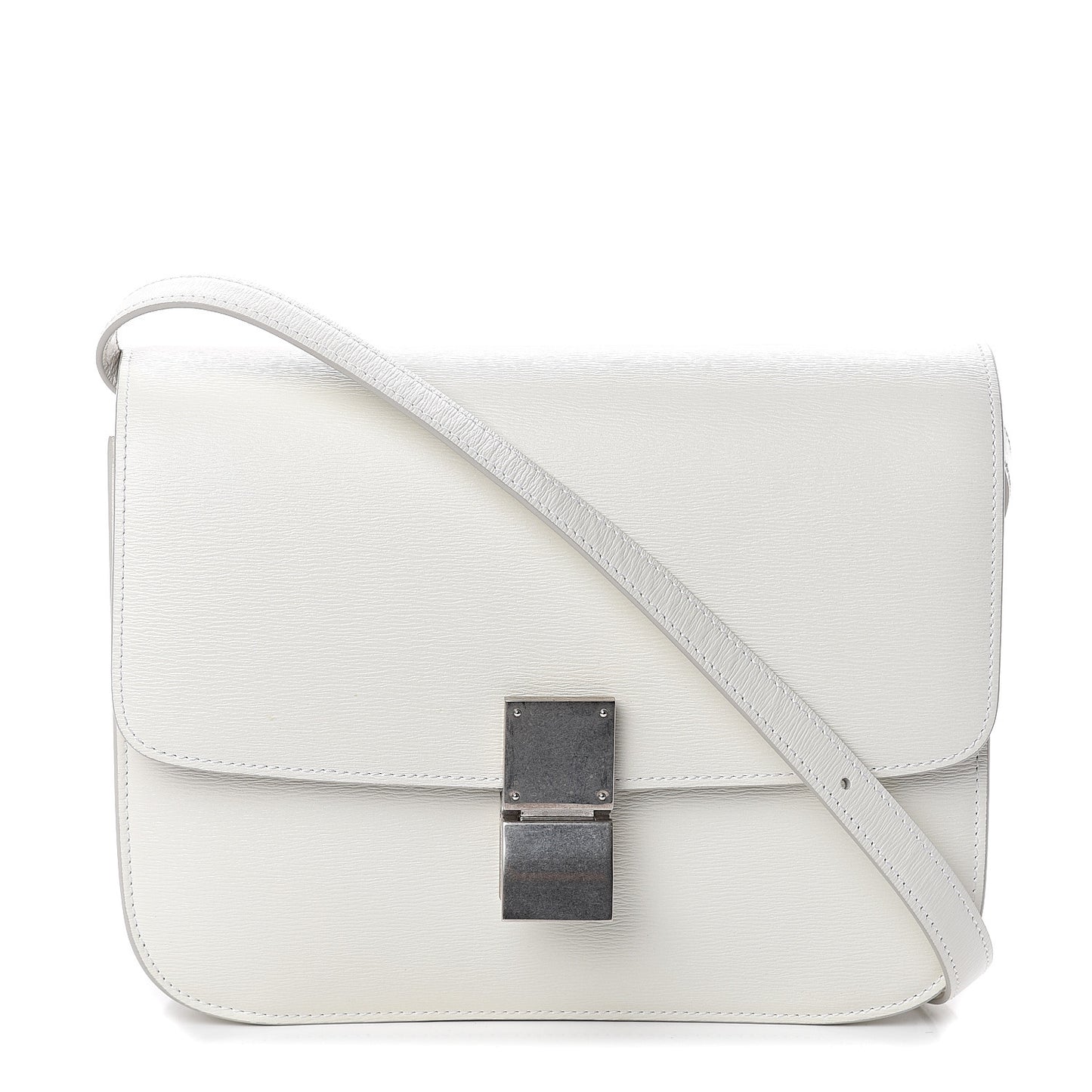 Liege Calfskin Medium Classic Box Flap Bag White