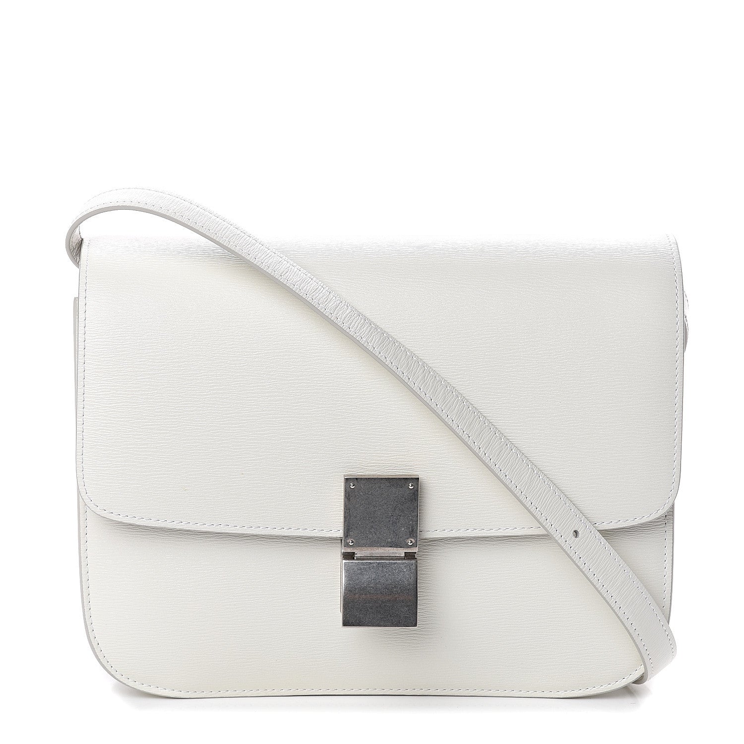 Celine Liege Calfskin Medium Classic Box Flap Bag White 1 of 7