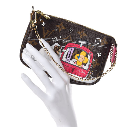 Louis Vuitton Monogram 2019 Christmas Animation Mini Courchevel Pochette Accessories Fuchsia 2 of 8