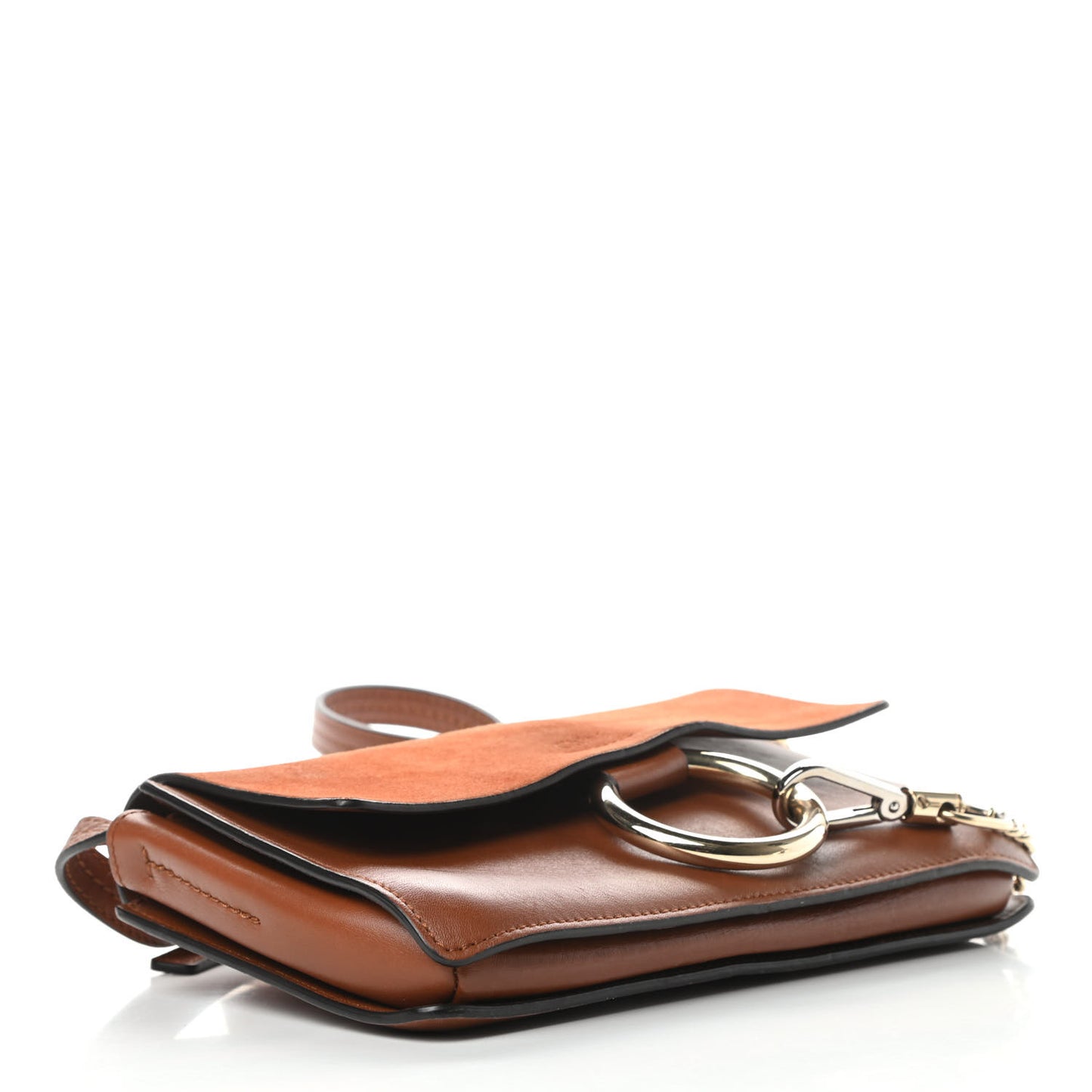 Suede Calfskin Small Faye Shoulder Bag Tobacco