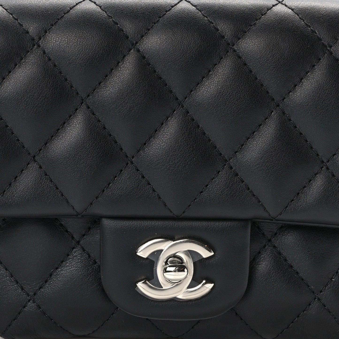 Calfskin Quilted CC Uniform Flap Belt Bag Black