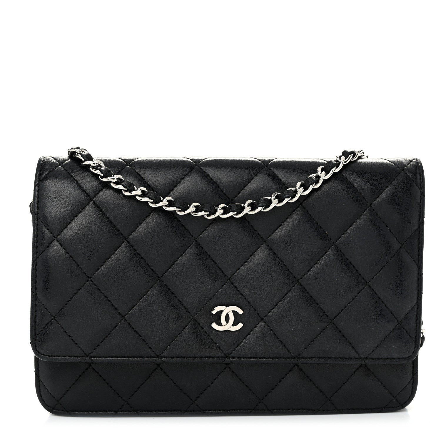 Chanel Lambskin Quilted Wallet On Chain WOC Black 1 of 12