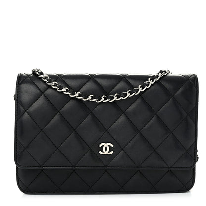 Chanel Lambskin Quilted Wallet On Chain WOC Black 1 of 12