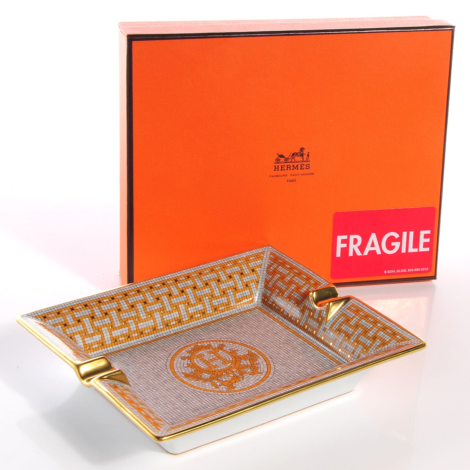 Hermes Porcelain Mosaique Au 24 Gold Ashtray 4 of 4