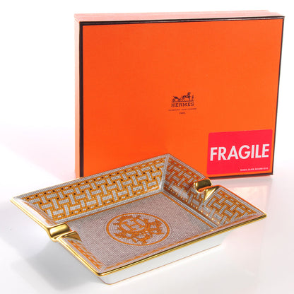 Hermes Porcelain Mosaique Au 24 Gold Ashtray 4 of 4