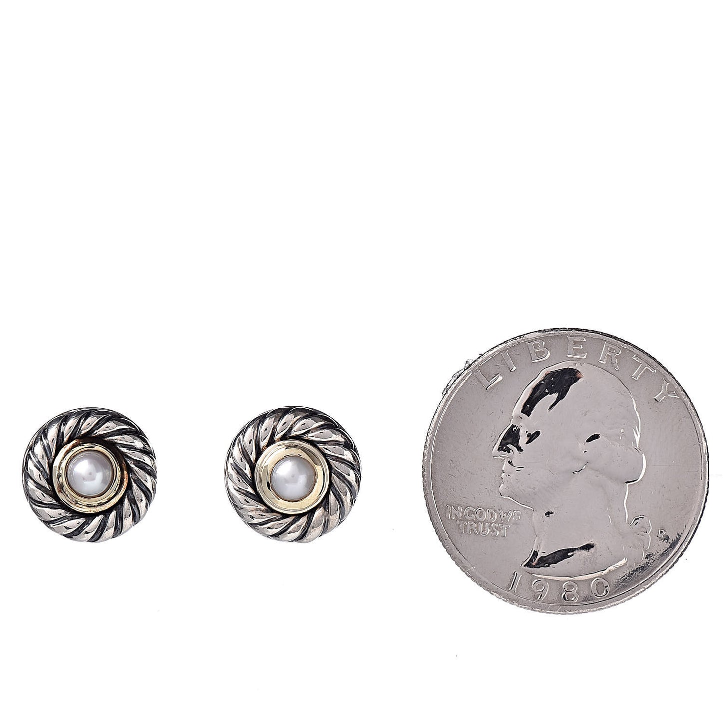 Sterling Silver 14K Yellow Gold Pearl Cookie Earrings