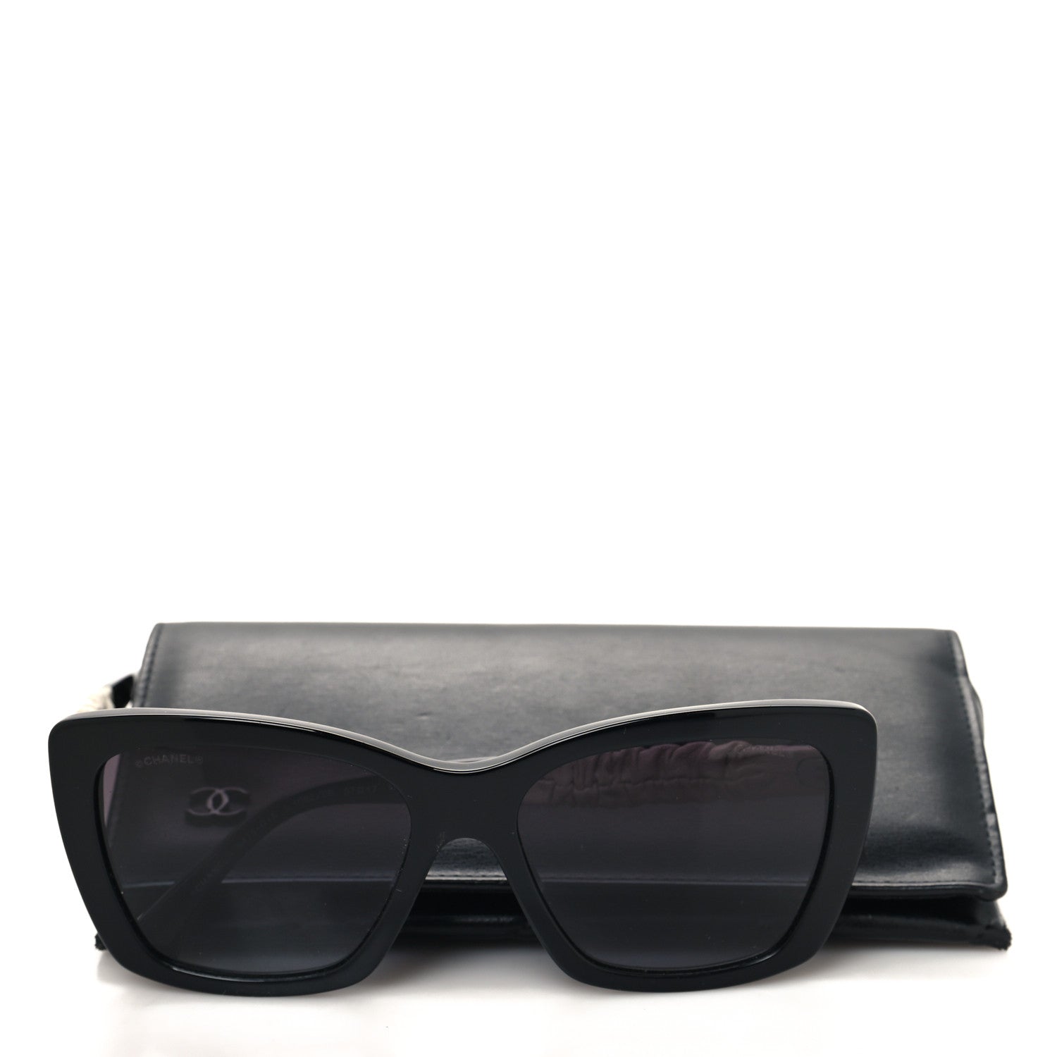 Chanel Acetate Calfskin Polarized Square Sunglasses 5476-Q-A Black White 8 of 8