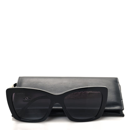 Chanel Acetate Calfskin Polarized Square Sunglasses 5476-Q-A Black White 8 of 8