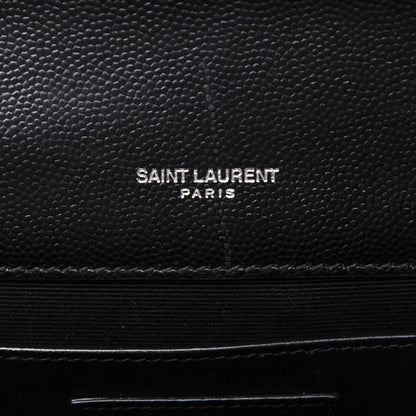 Saint Laurent Grain De Poudre Textured Mixed Matelasse Triquilt Medium Monogram Satchel Black 6 of 16