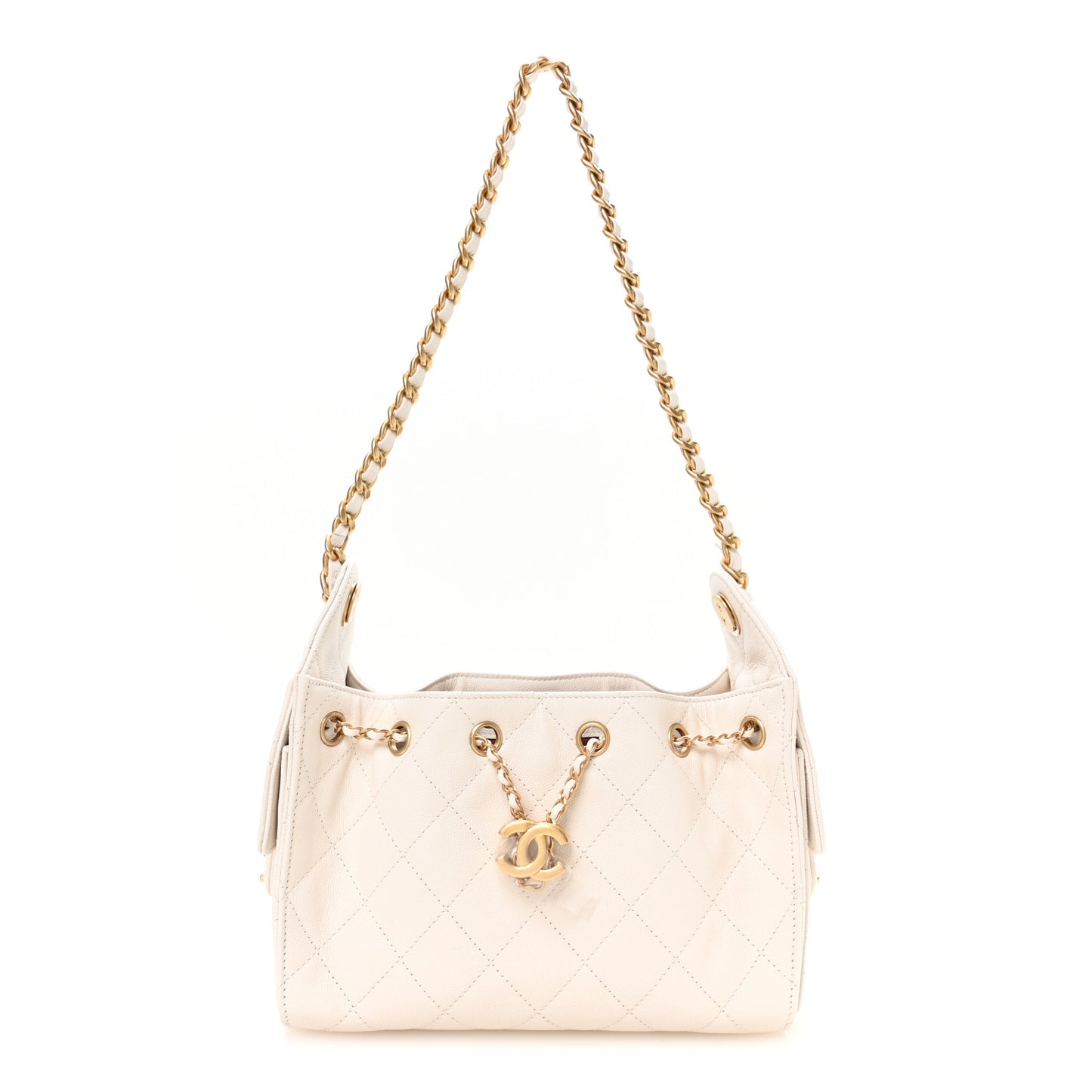 Caviar Quilted Mini Chanel 25 Handbag White