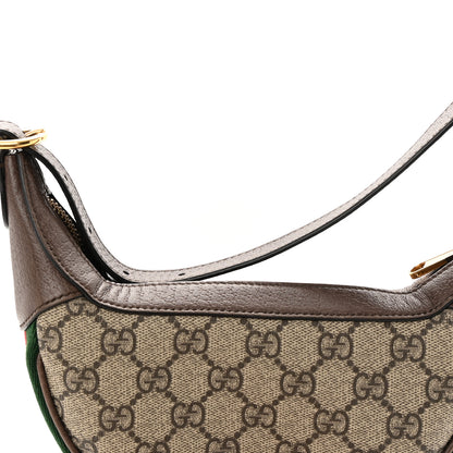 Gucci GG Supreme Monogram Textured Calfskin Web Mini Ophidia Half Moon Hobo Beige Ebony New Acero 19 of 19
