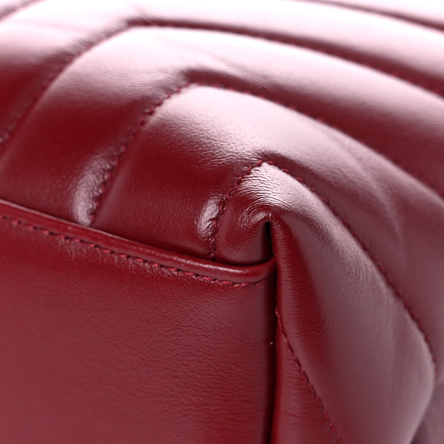 Saint Laurent Calfskin Y Quilted Monogram Medium Loulou Chain Satchel Rouge Legion 12 of 16