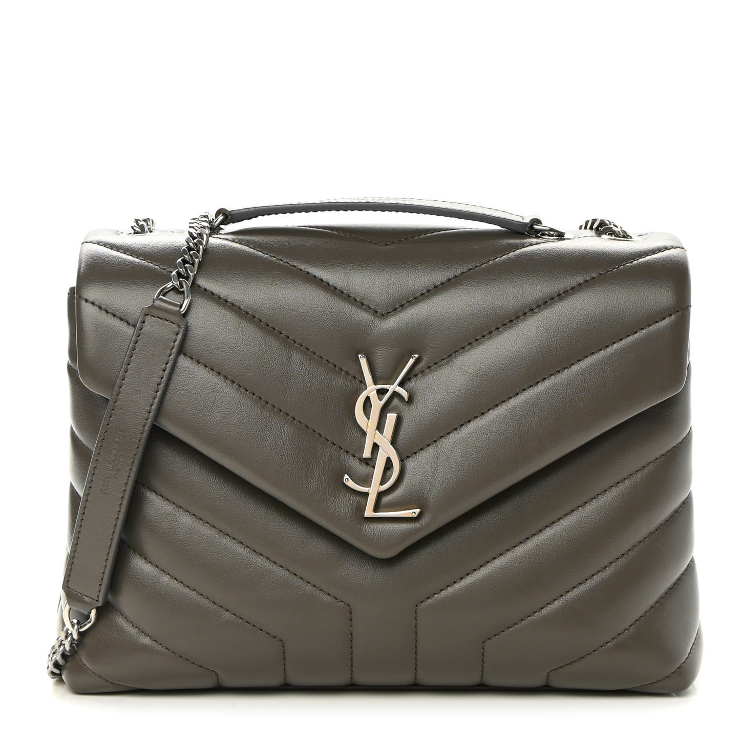 Calfskin Y Quilted Monogram Small Loulou Chain Satchel Taupe
