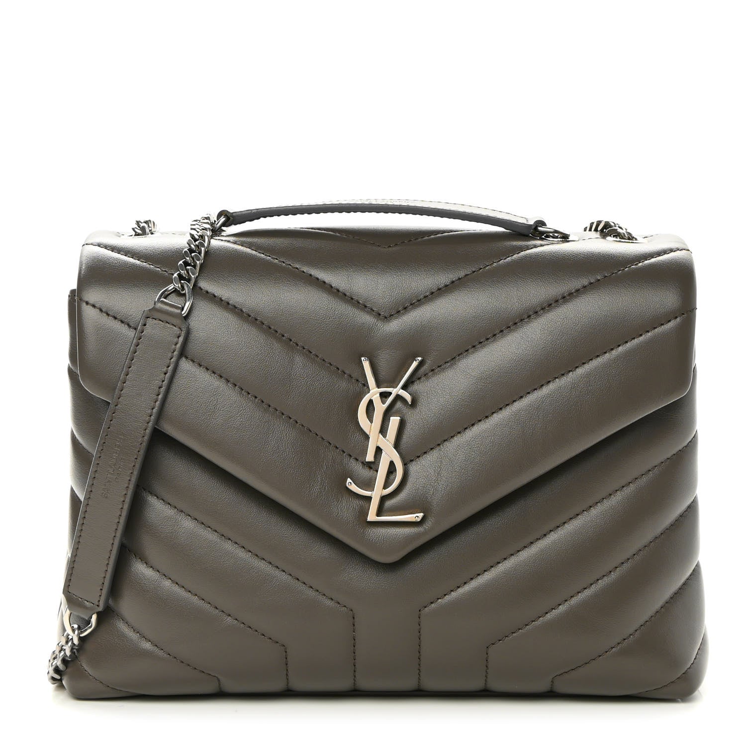Saint Laurent Calfskin Y Quilted Monogram Small Loulou Chain Satchel Taupe 1 of 15