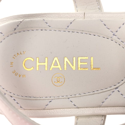 Chanel Lambskin CC Thong Sandals 36 White 9 of 11