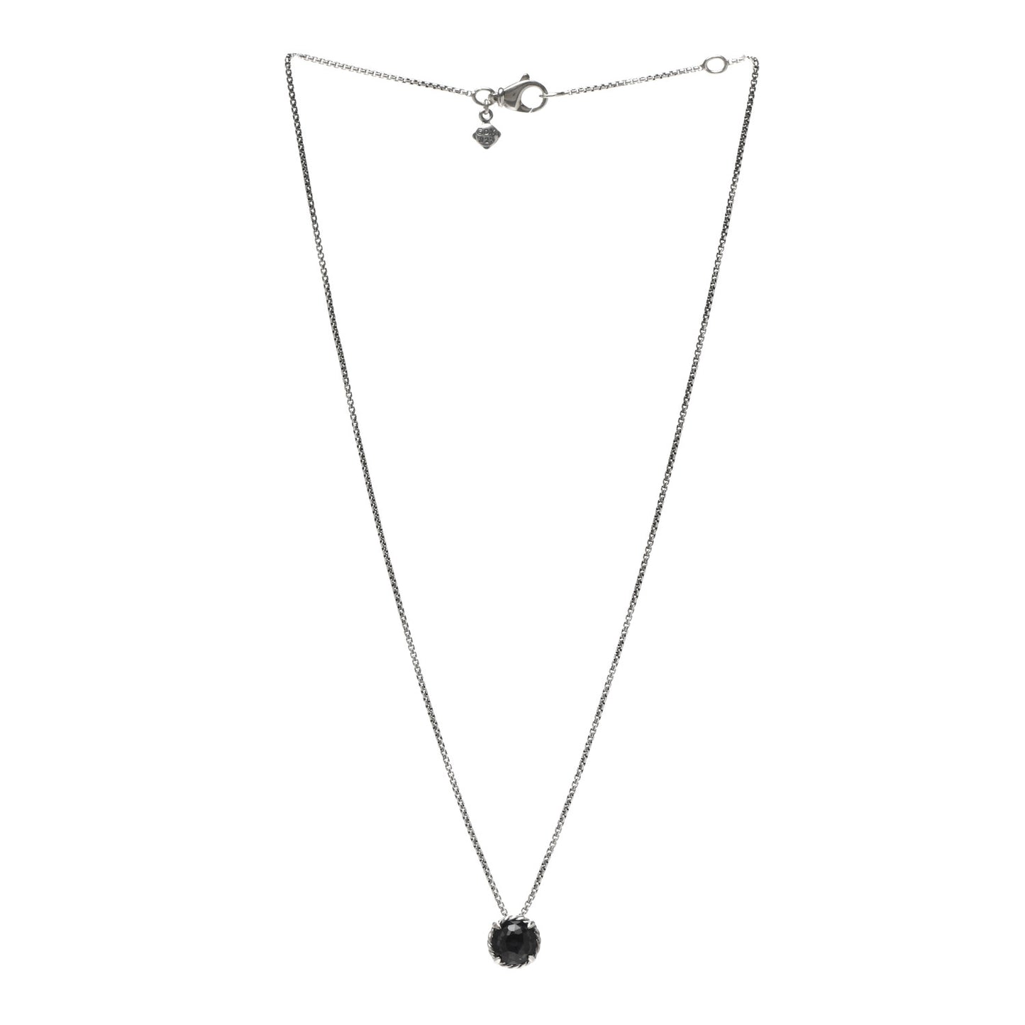 Sterling Silver Black Orchid 8mm Petite Chatelaine Pendant Necklace
