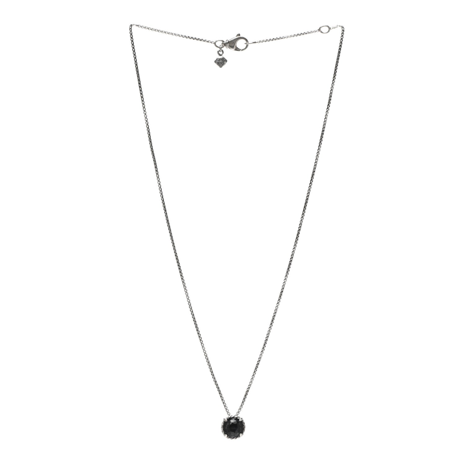 David Yurman Sterling Silver Black Orchid 8mm Petite Chatelaine Pendant Necklace 3 of 5