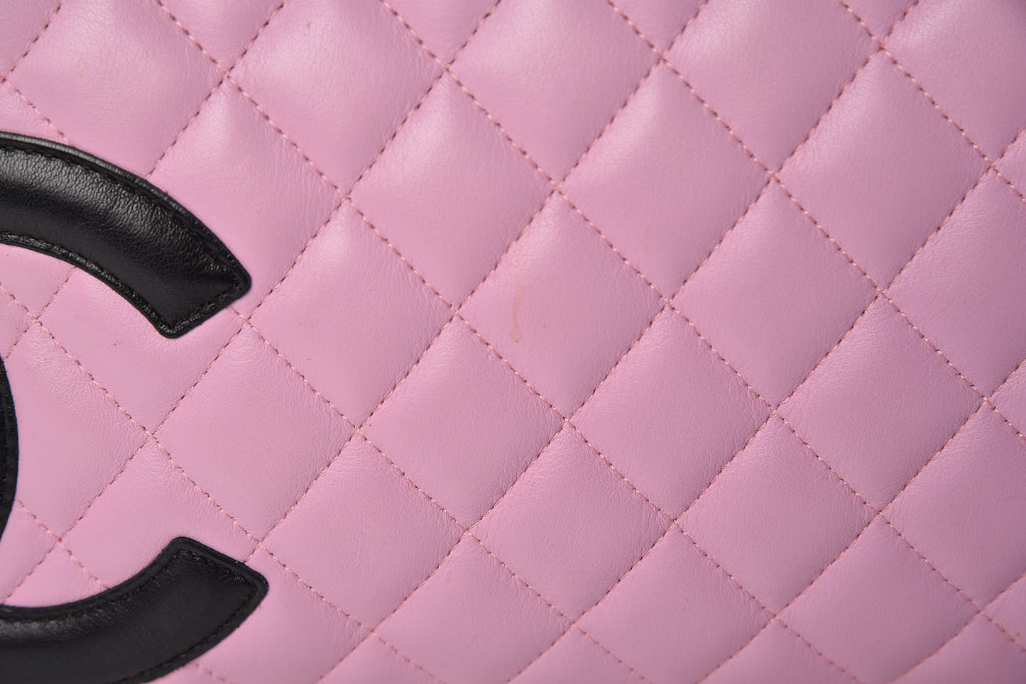 Calfskin Quilted Large Cambon Bowler Pink Black
