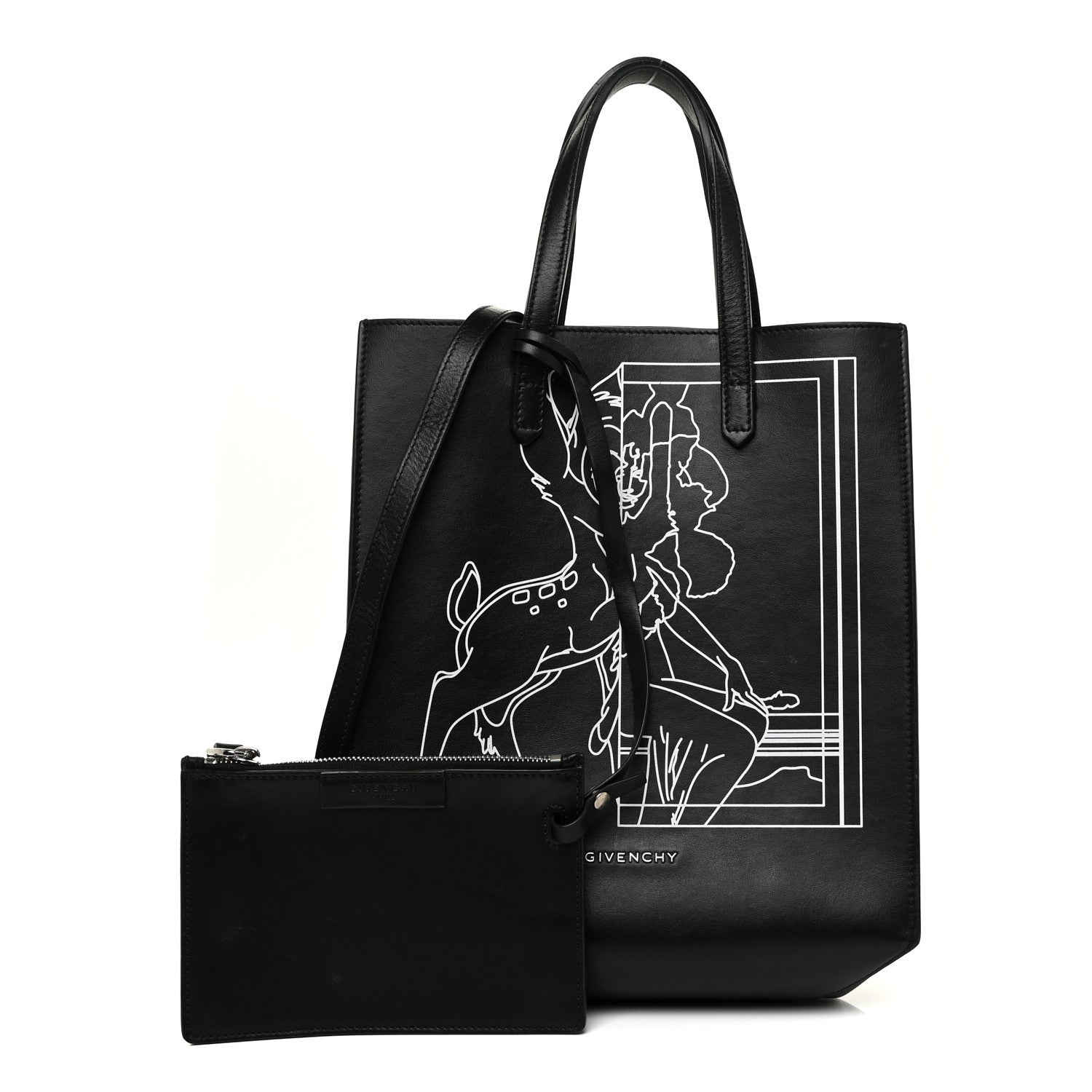 Givenchy Calfskin Bambi Print Small Stargate Shopper Tote Black 1 of 17