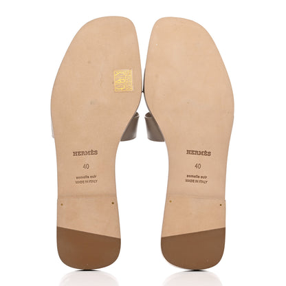 Hermes Box Calfskin Oran Sandals 40 Beige Mastic 5 of 8