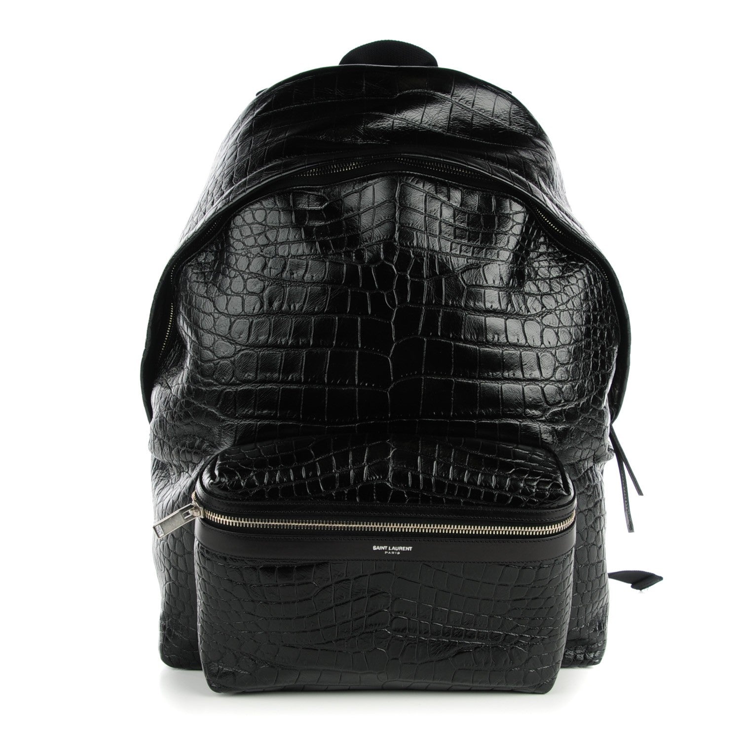Saint Laurent Calfskin Crocodile Embossed Hunting Backpack Black 1 of 7