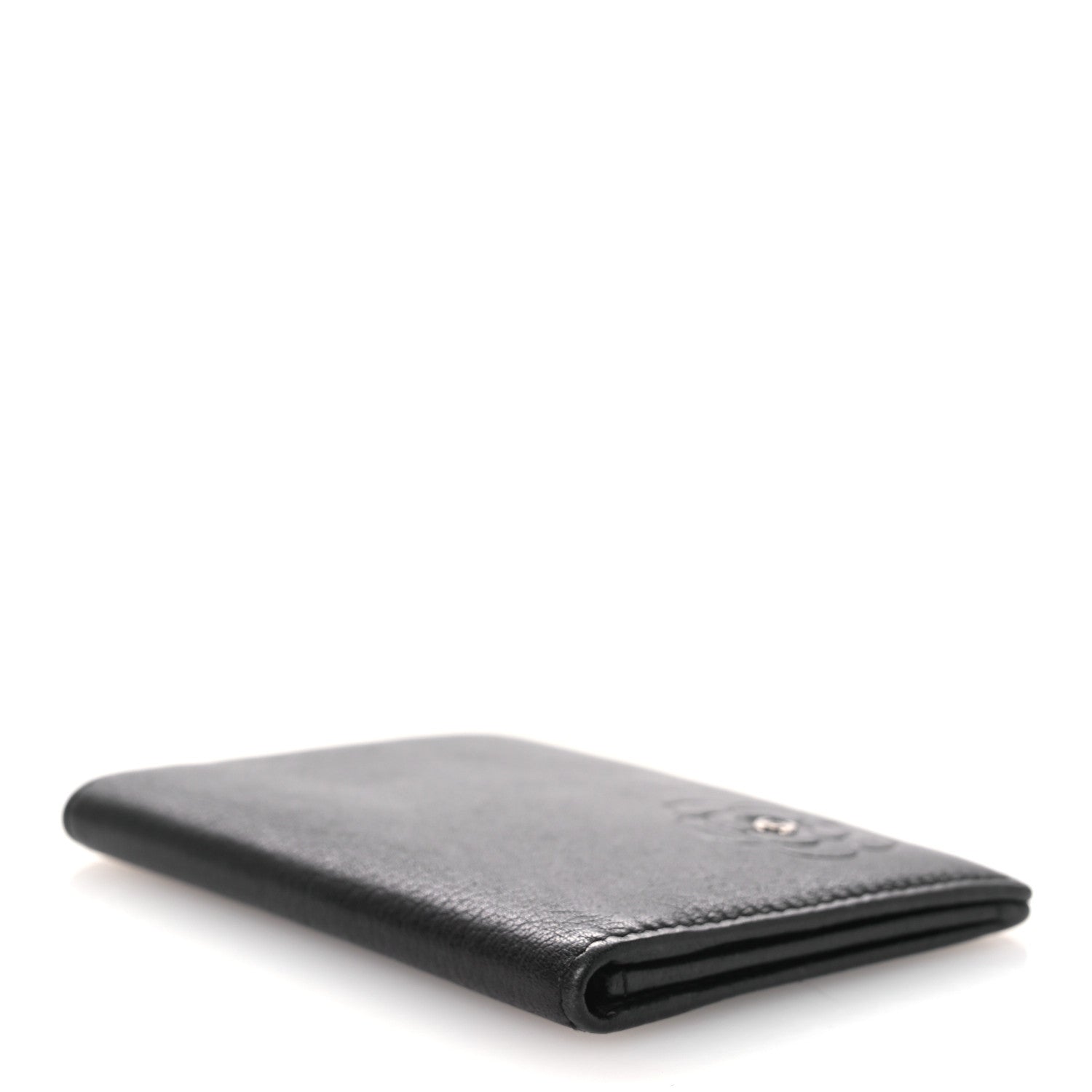Chanel Goatskin Camellia Card Holder Wallet Black 4 of 8