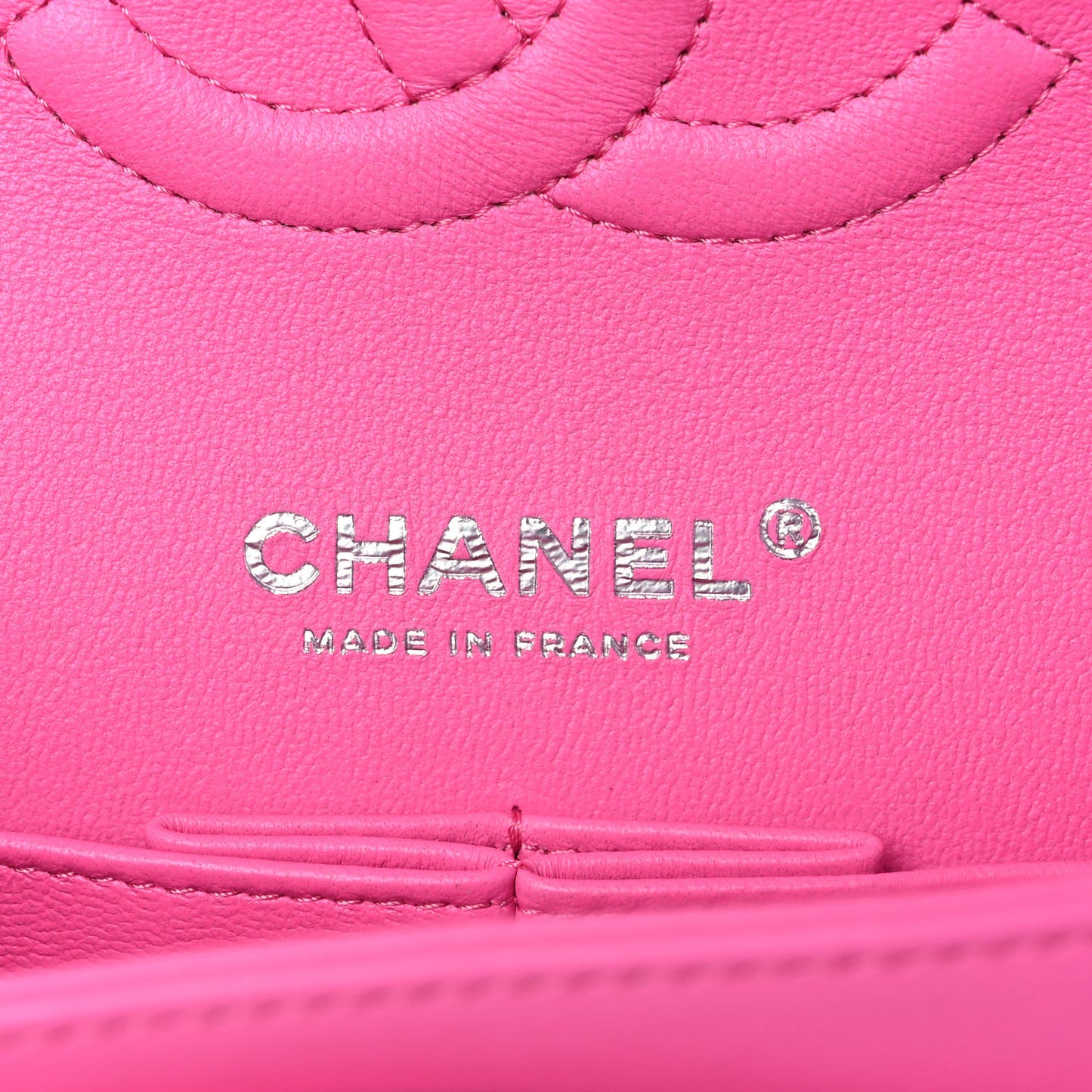 Lambskin Quilted Medium Double Flap Neon Pink