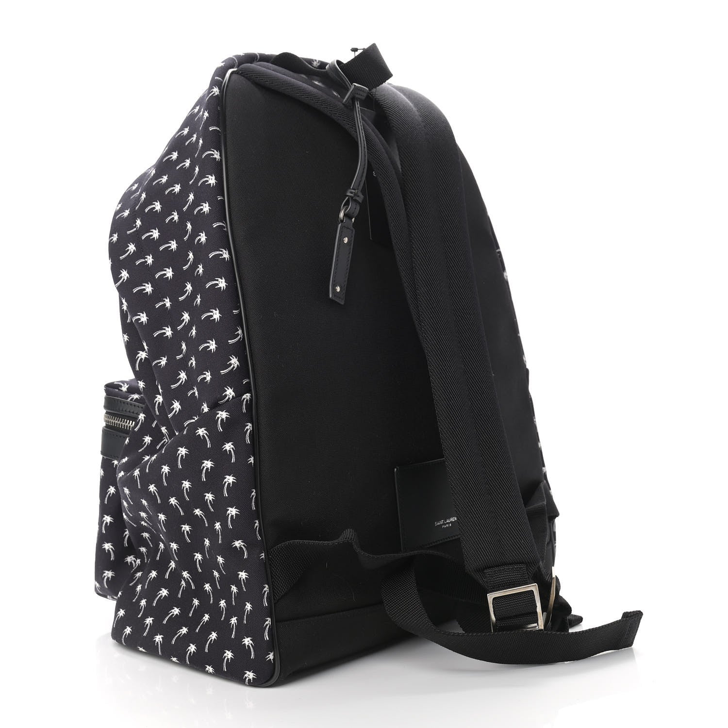 Saint Laurent Canvas Palm Tree Print City Backpack Black White 3 of 9