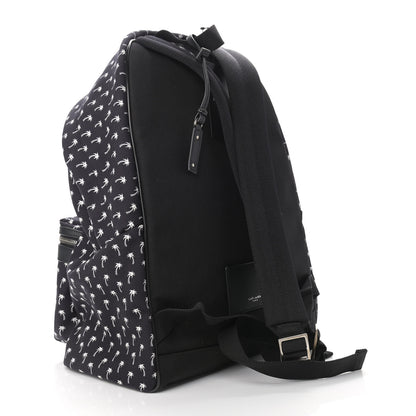 Saint Laurent Canvas Palm Tree Print City Backpack Black White 3 of 9