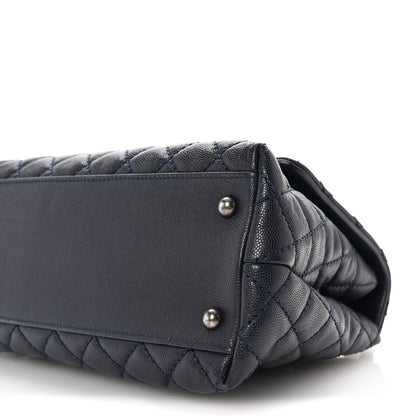 Chanel Caviar Lizard Embossed Quilted Small Coco Handle Flap Navy Blue 10 of 10