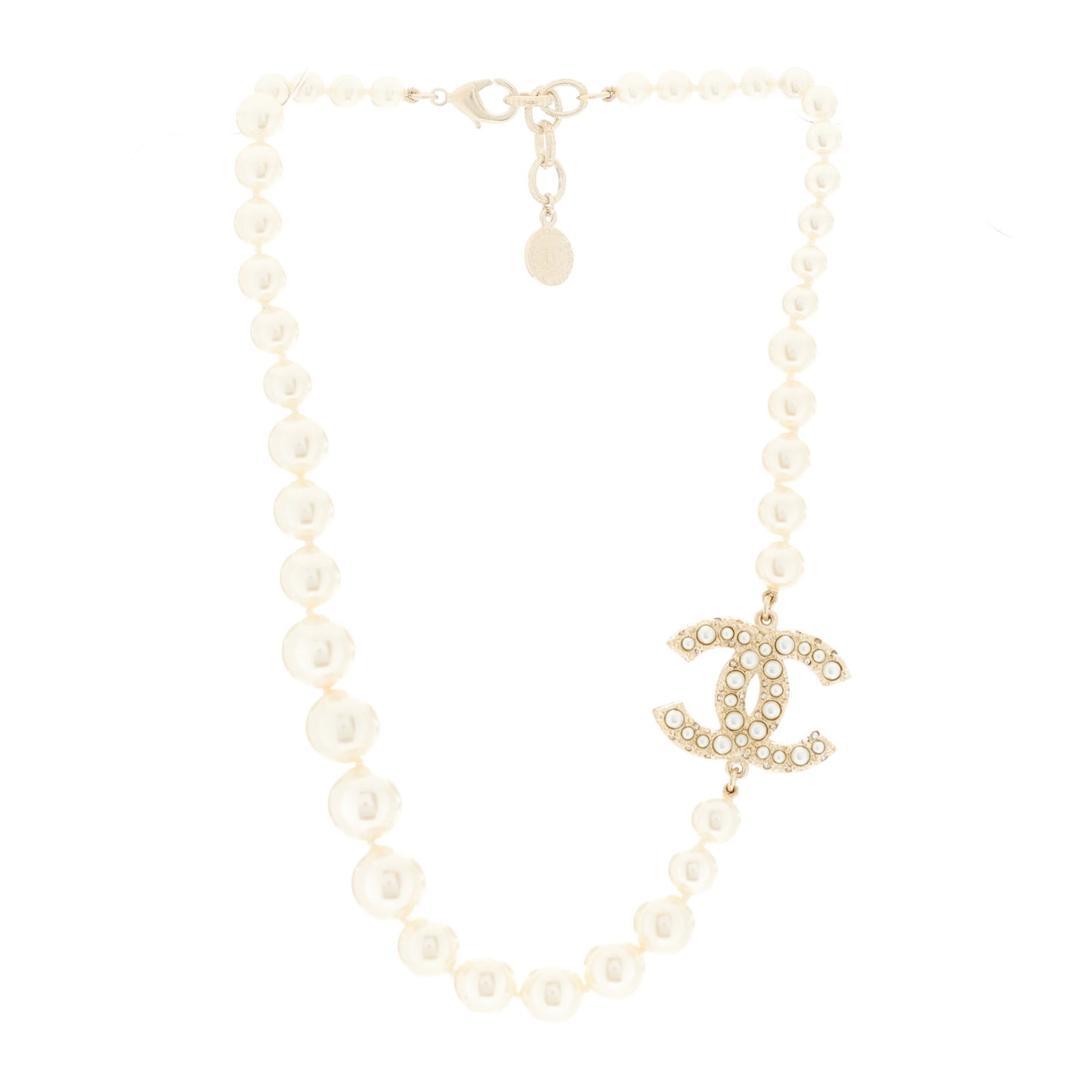 Pearl CC 100th Anniversary Necklace Light Gold