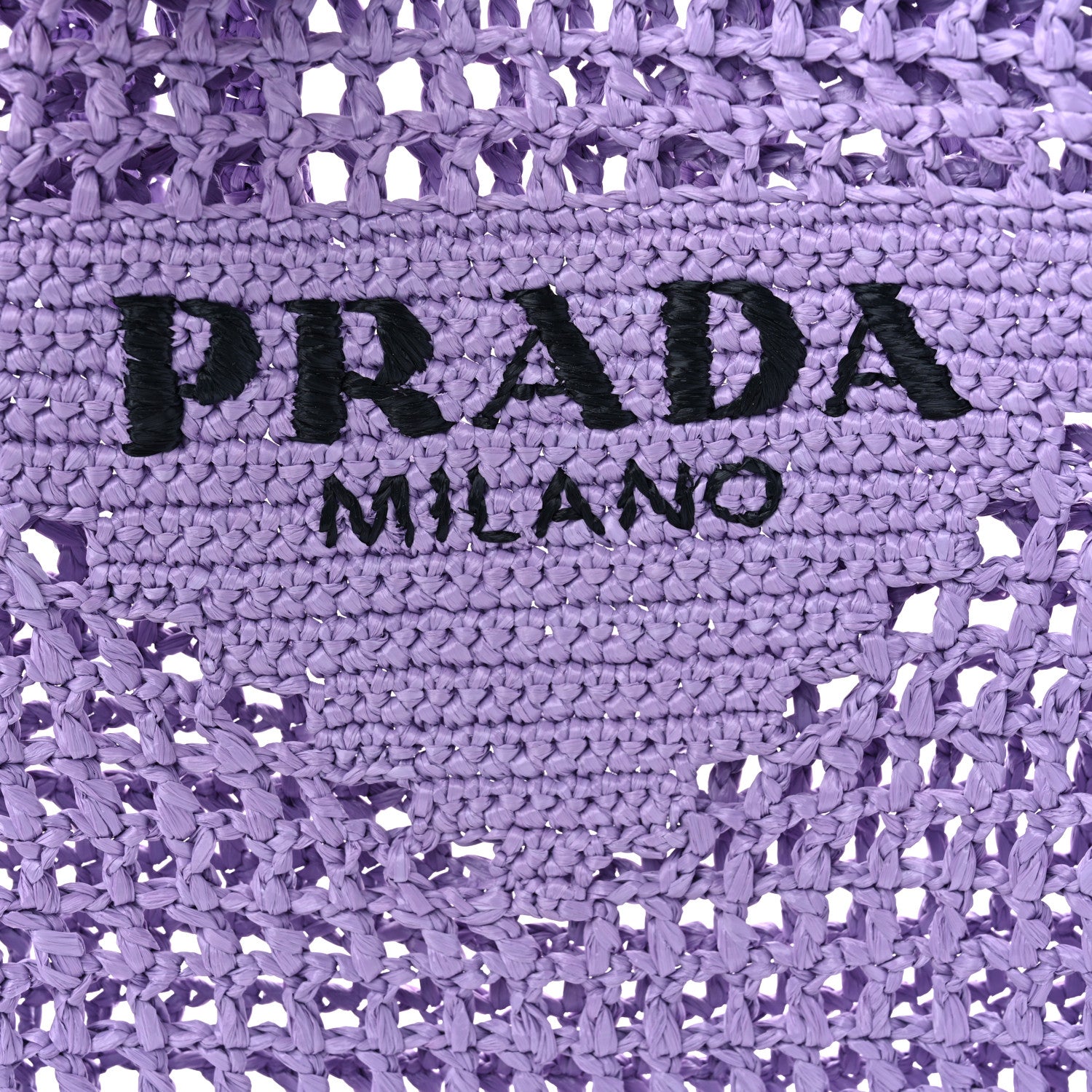 Prada Yarn Raffia Effect Crochet Logo Embroidered Tote Bag Lilium 8 of 10