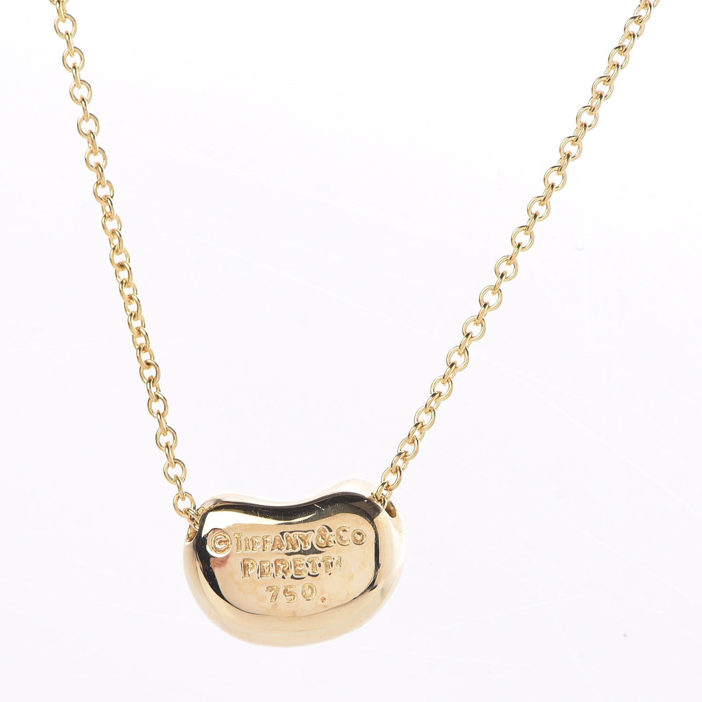 18K Yellow Gold 11mm Elsa Peretti Bean Pendant Necklace