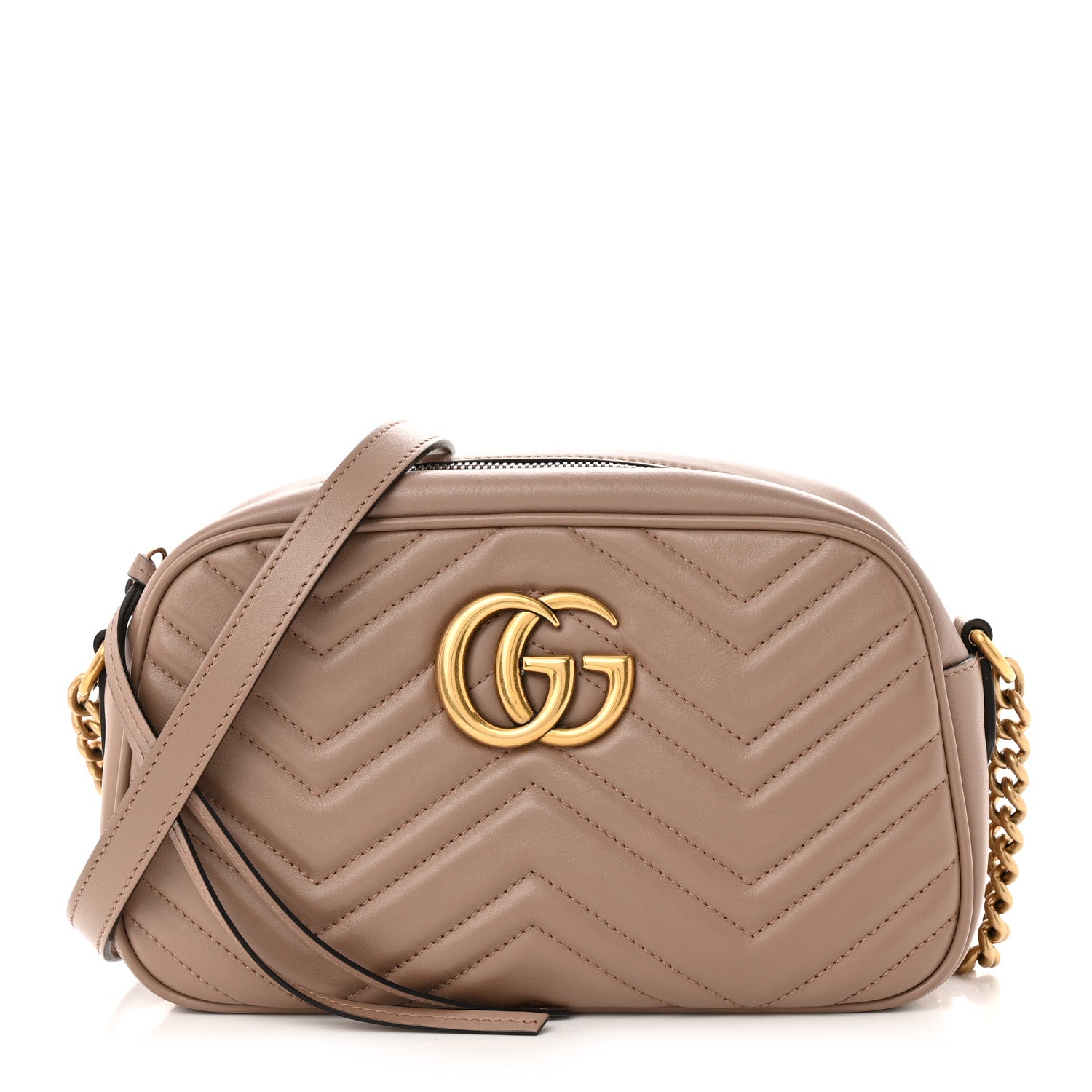 Gucci Calfskin Matelasse Small GG Marmont Chain Shoulder Bag Porcelain Rose 1 of 11