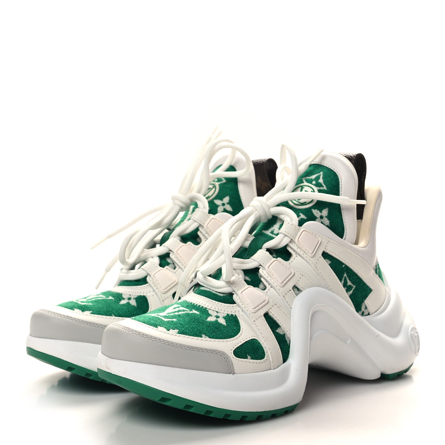 Louis Vuitton Jacquard Velvet Monogram LV Archlight Sneakers 36 White Vert 3 of 8