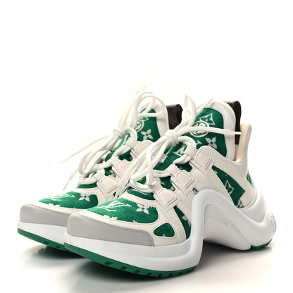 Louis Vuitton Jacquard Velvet Monogram LV Archlight Sneakers 36 White Vert 3 of 8