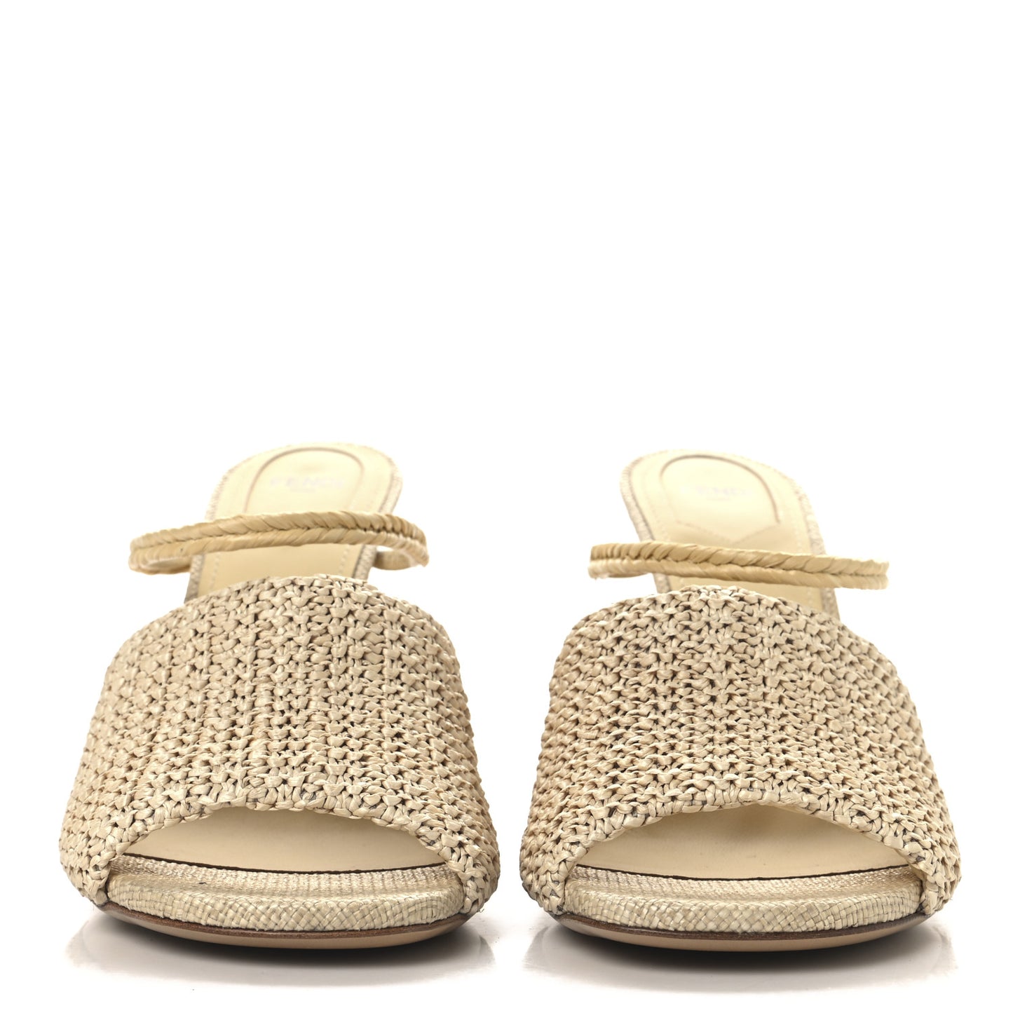Raffia Intreccio Fendi First 95mm Slide Sandals 41 Paglia