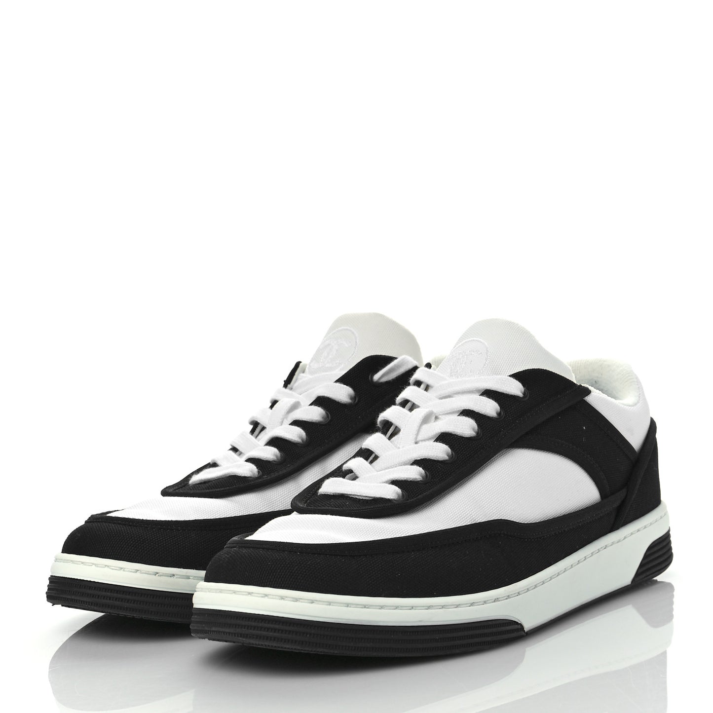 Fabric Womens Logo Sneakers 38 Black White