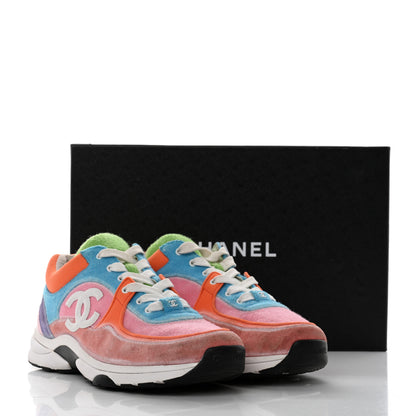 Chanel Fabric Suede Calfskin CC Sneakers 39 White Multicolor 9 of 9