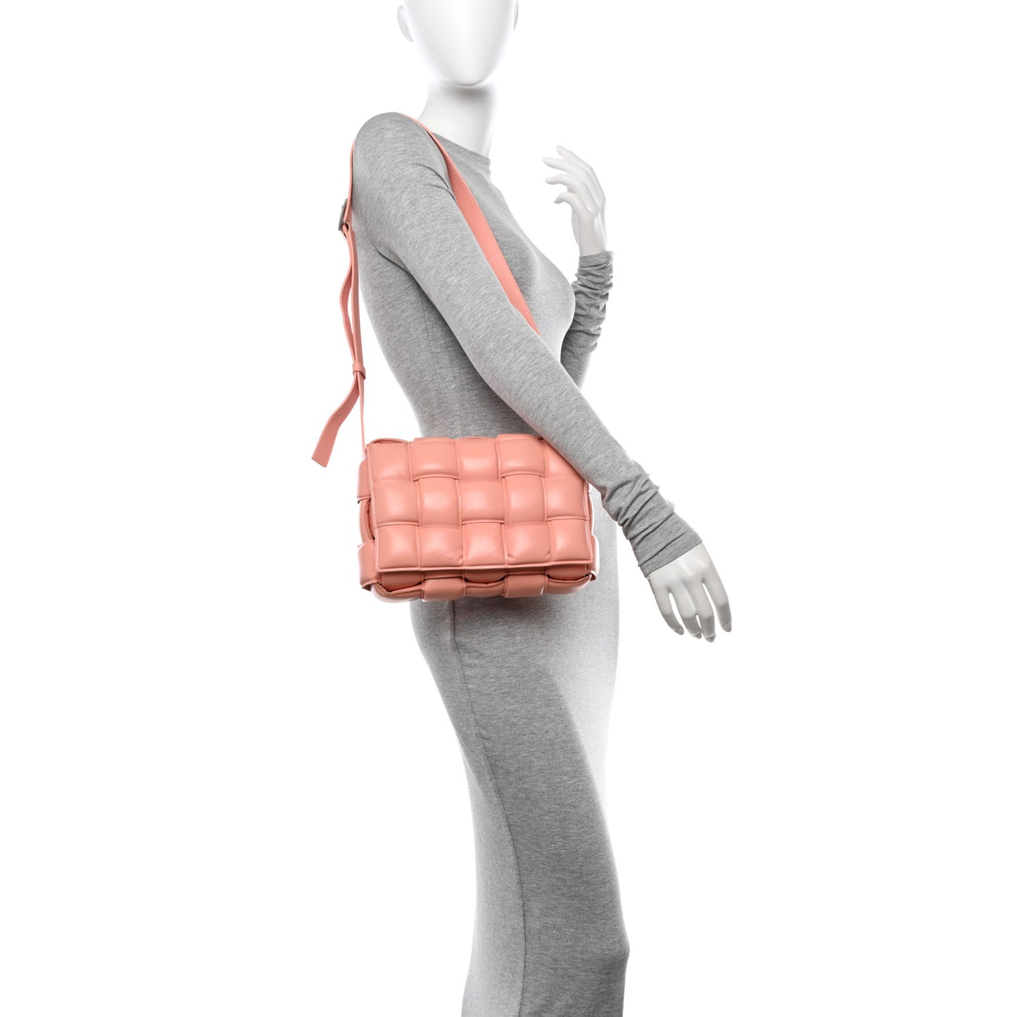 Nappa Maxi Intreccio Padded Cassette Crossbody Bag Peachy