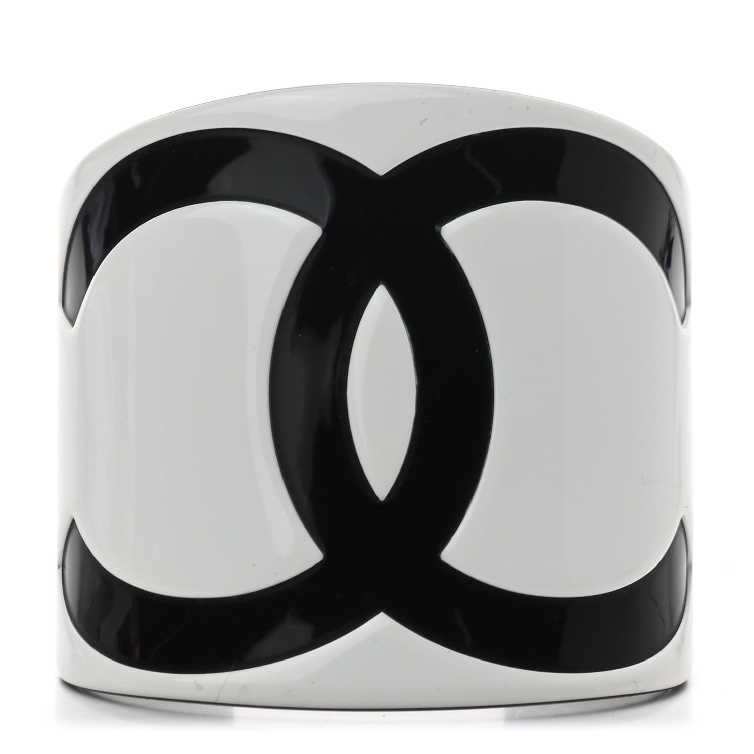Chanel Resin CC Cuff White Black 1 of 4
