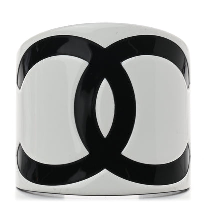 Chanel Resin CC Cuff White Black 1 of 4