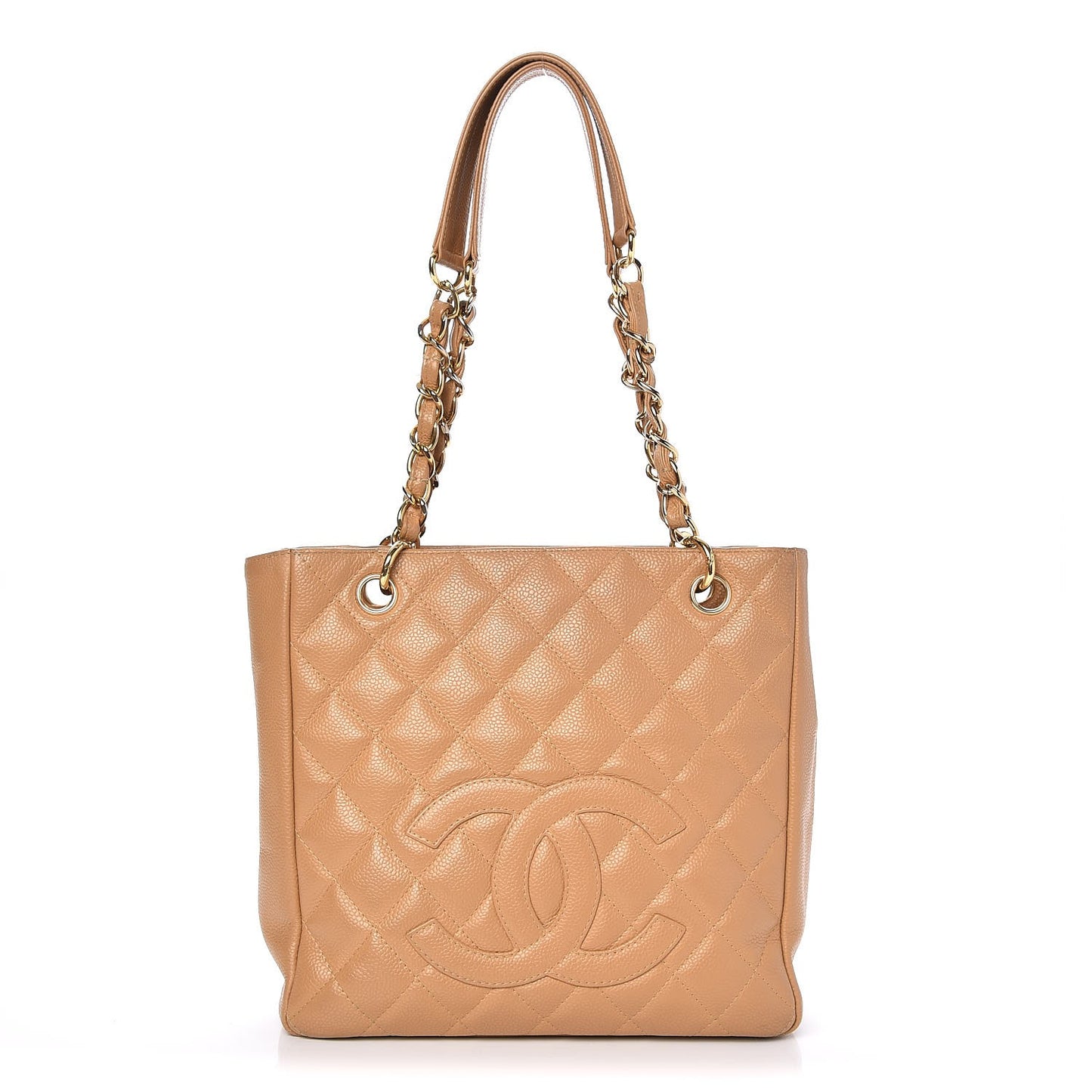 Caviar Quilted Petit Shopping Tote PST Beige