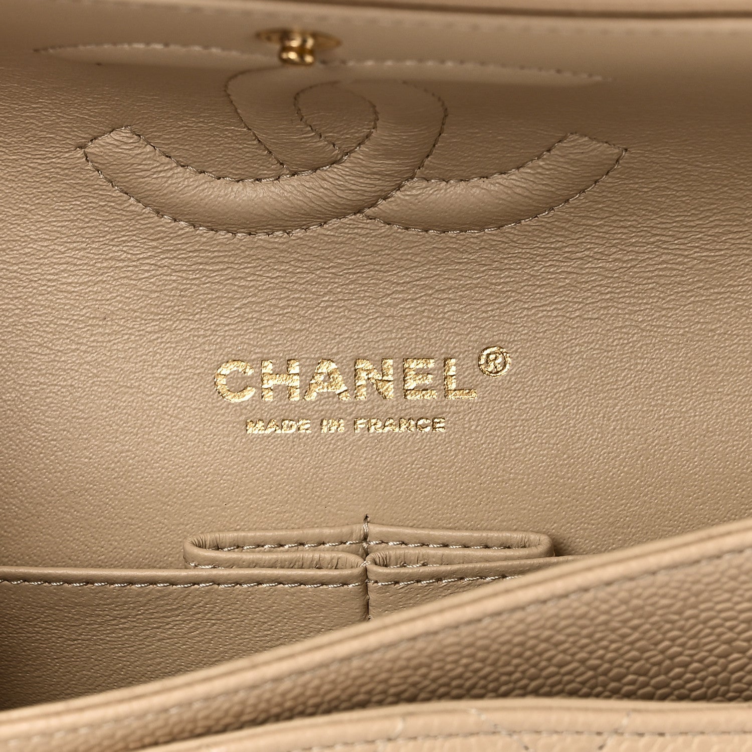 Chanel Caviar Quilted Medium Double Flap Beige 6 of 10