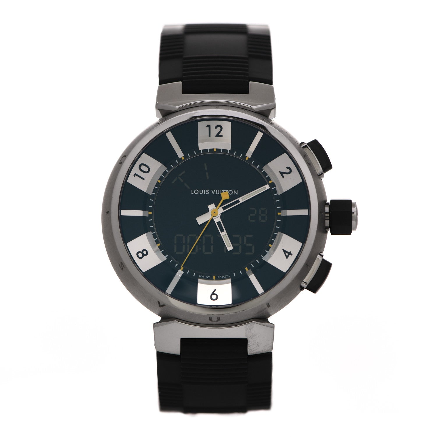 Louis Vuitton Stainless Steel Rubber 41mm Tambour GMT Automatic Watch Black 1 of 5