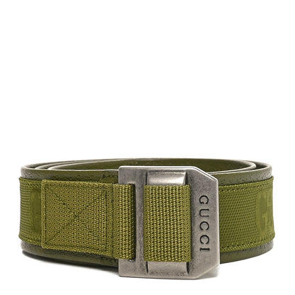Gucci Econyl Nylon Monogram Off The Grid Belt Logo Buckle Belt 80 32 Juniper Green 1 of 5