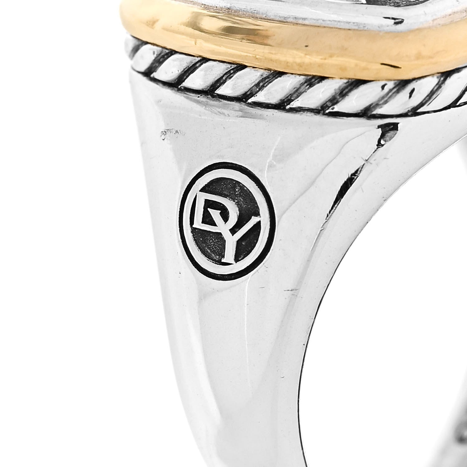 David Yurman Sterling Silver 18K Yellow Gold Lemon Quartz 14mm Albion Statement Ring 57 8 6 of 6