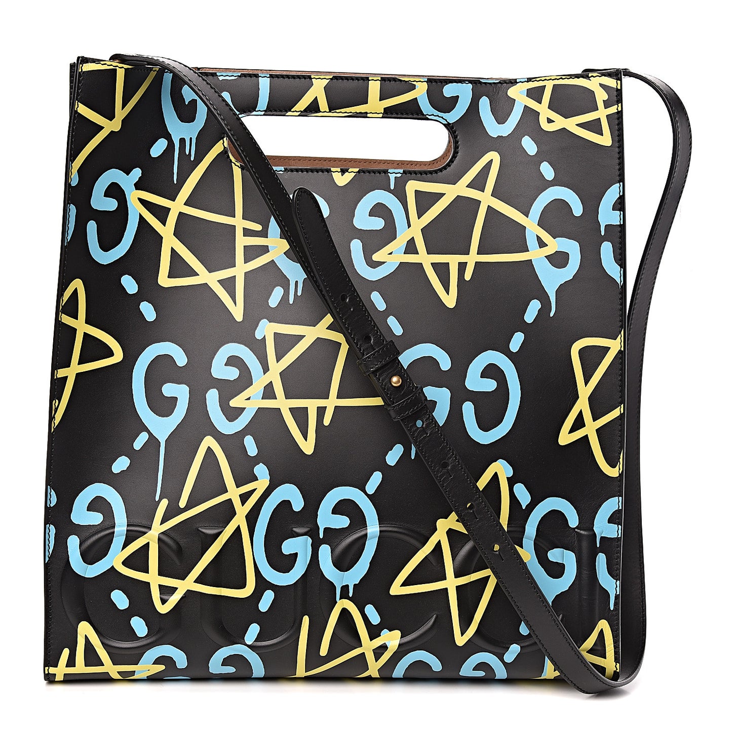 Calfskin GucciGhost Medium XL Tote Black New Acquamarine