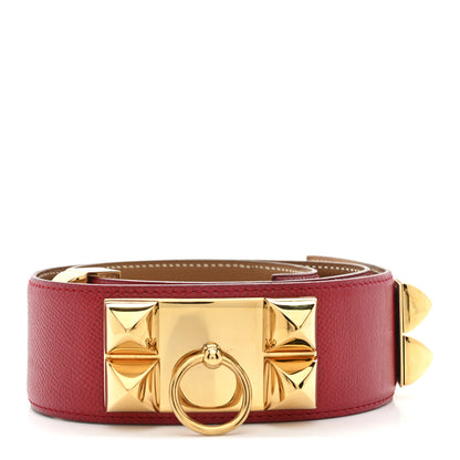 Hermes Epsom Collier De Chien CDC Belt 76 Rouge Casaque 1 of 6