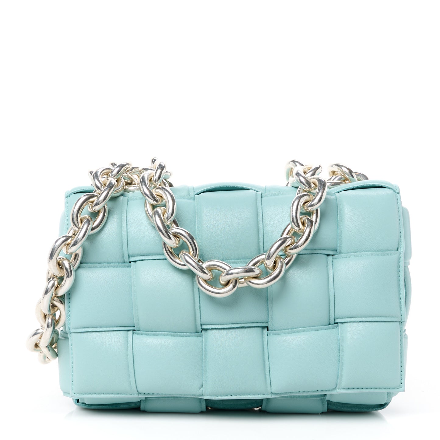 Lambskin Maxi Intreccio Padded Chain Cassette Crossbody Bag Spearmint